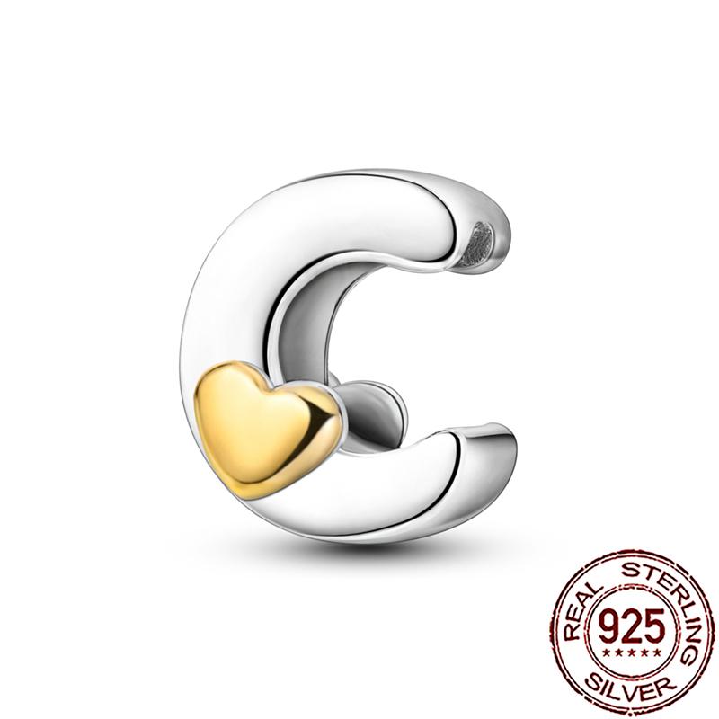 New Stylish Charms Genuine Copper Heart Alphabet Letter A B C Charm Beads Fit Snake Chain Arm Bracelet Necklace Women Do-It-Yourself Jewelry