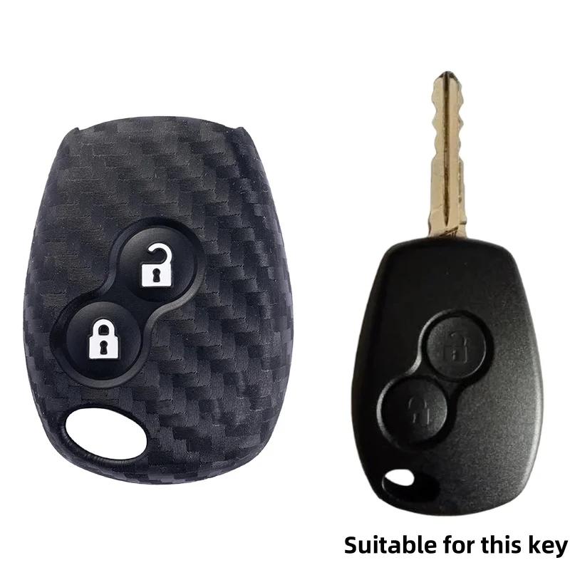 

3Buttons Silicone Carbon Fibre Key Case Fob For Renault Traffic Logan 2 Vivaro Primastar Movano Nissan Terrano Benz Smart Fortwo