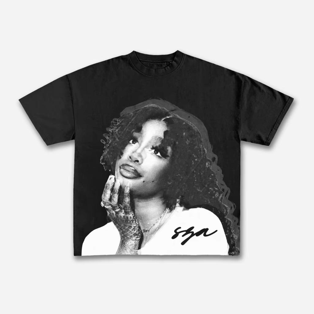 Vintage Sza Graphic Print Cotton Casual Tshirt Unisex Y2K Summer Short Sleeves Oversize Y2K Tshirt Streetwear Women Tee Tops