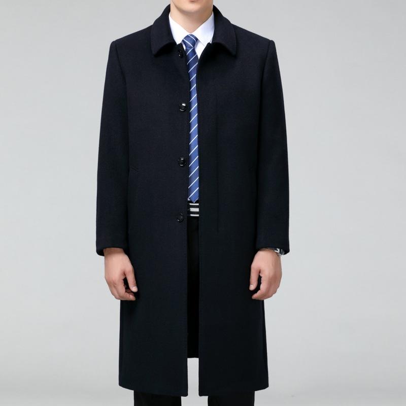 

Кашемировое пальто мужское длинное выше колена осенне-зимнее утолщенное ветровка Nizi шерстяное пальто для пап среднего и пожилого возраста одежда 170