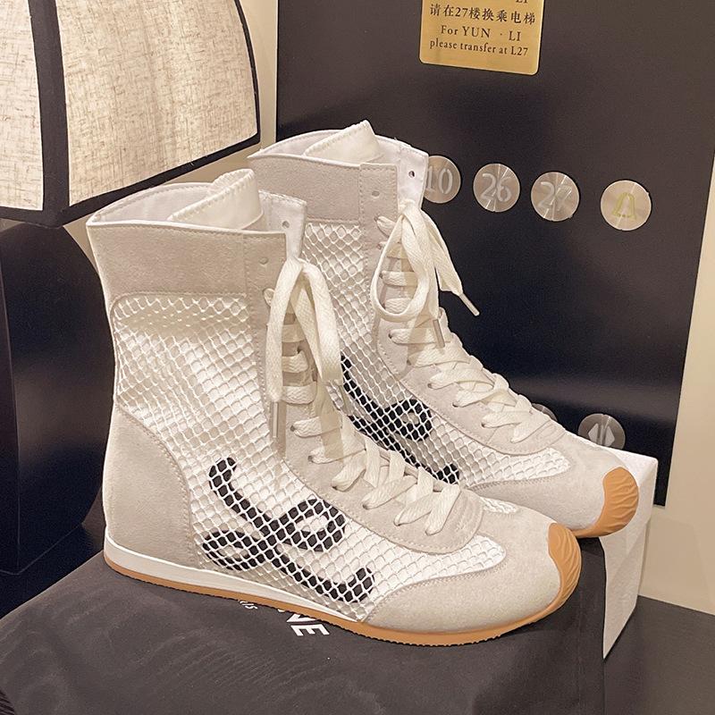 

Fashion design sense casual breathable Martin boots women s 2025 summer new versatile boxing shoes high-top boots German training shoes 40 светло-серый