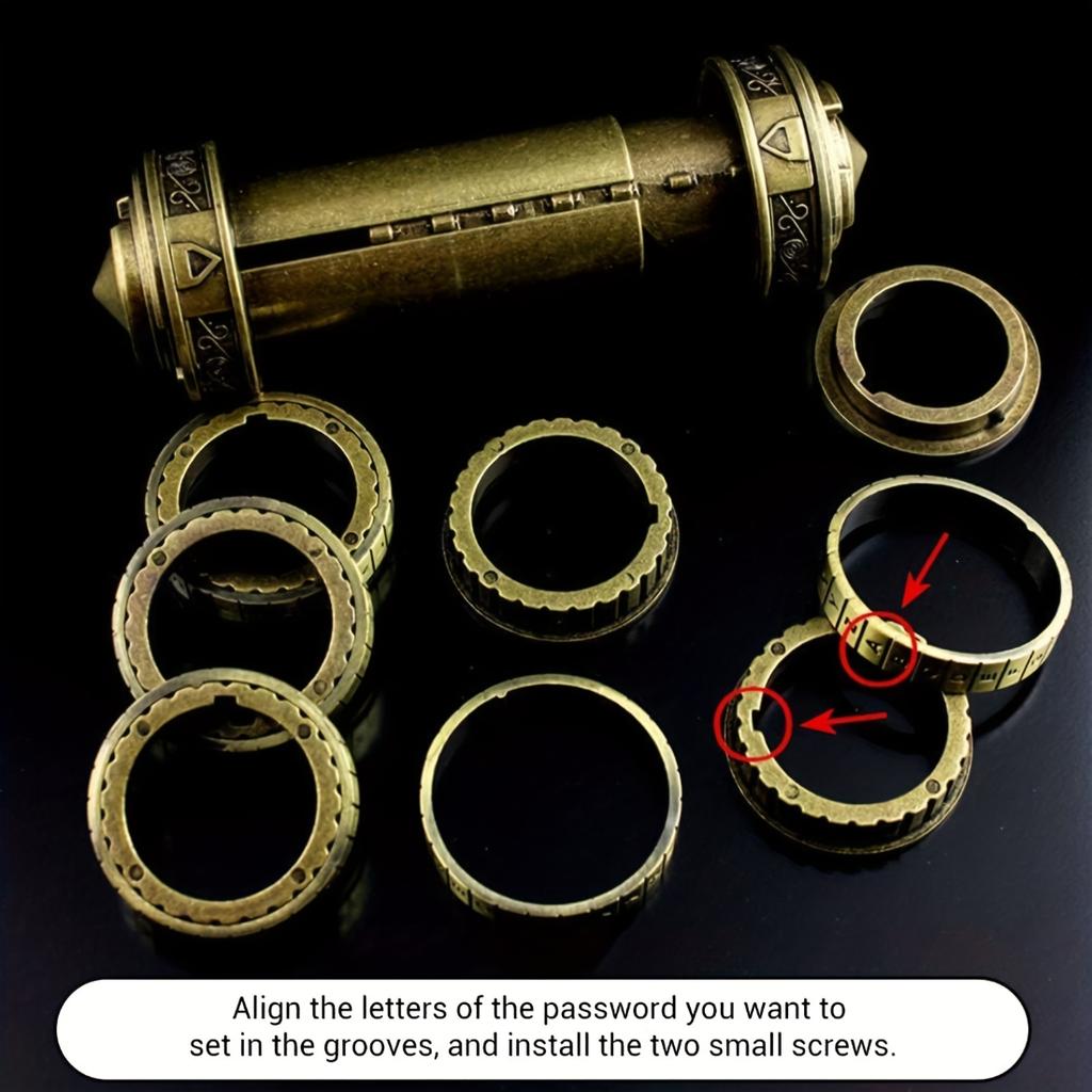 Vintage zylindrische Passwortschloss-Aufbewahrungsbox, DIY-Perlenorganizer, Retro-Schmuckkästchen für Ring und Schlüssel, Mode-Geschenk für Festival