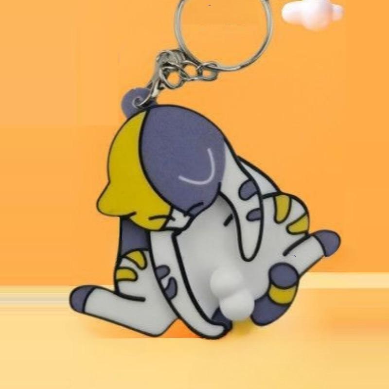 Creative Pull Play Egg Cat Keychain Pendant Cute Funny Rotatable Acrylic Bag Pendant Gifts
