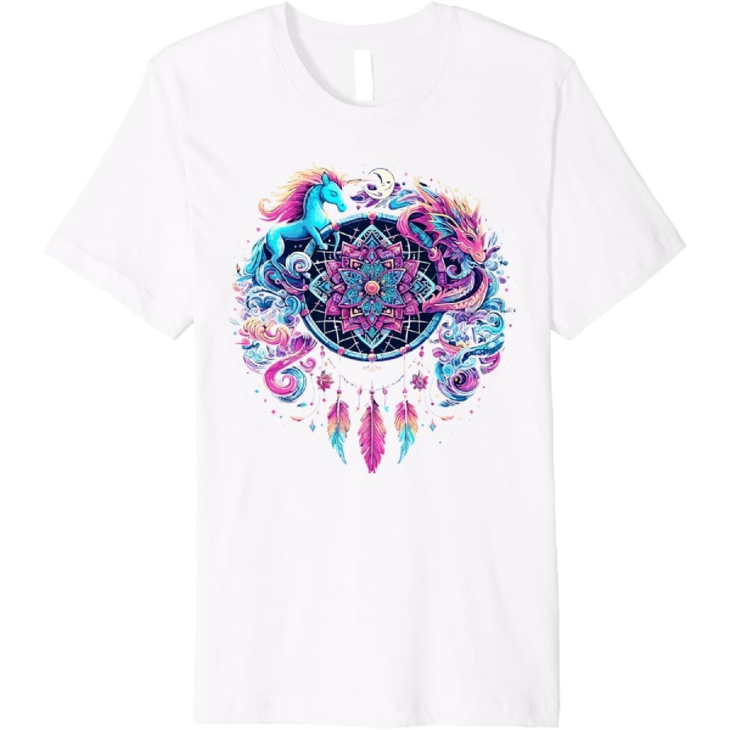 Яркий Ткач Снов с Фэнтезийными и Космическими Элементами Премиум Футболка S