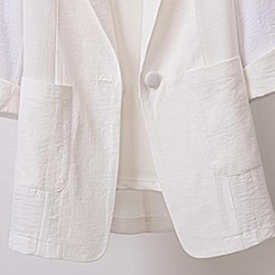 Office Lady Blazer Jednolity kolor Luźna Wiosna Jesień Długie rękawy Klapy Kieszenie Garnitury Płaszcz do biura
