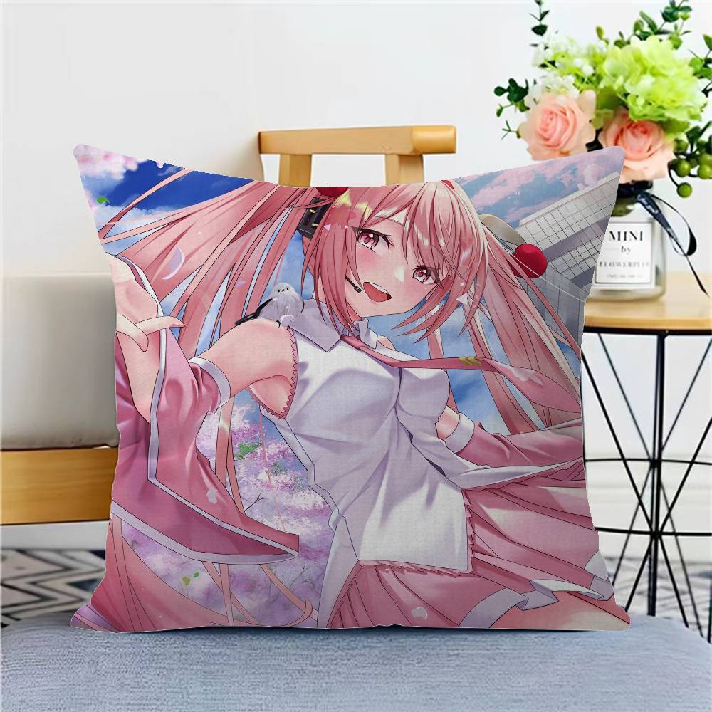 Cute Kawaii H-Hatsune Anime Miku Cushion Cover Pillow Cover Decor Pillowcase Printed Cushion Case For Couch