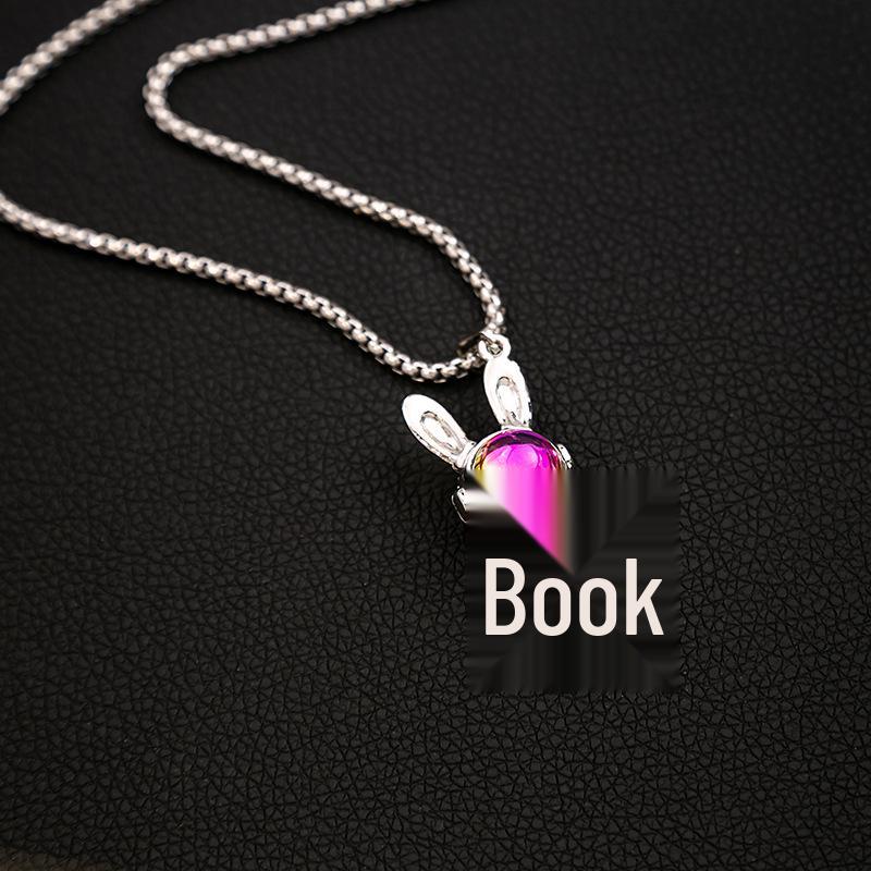 Mechanical Space Rabbit Necklace: Colorful Gemstone Pendant with Movable Limbs