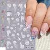 Summer Beach Jellyfish Nail Stickers Colorful Shell Starfish Conch Fish Adhesive Embossed Decals Manicure Foils for Decor