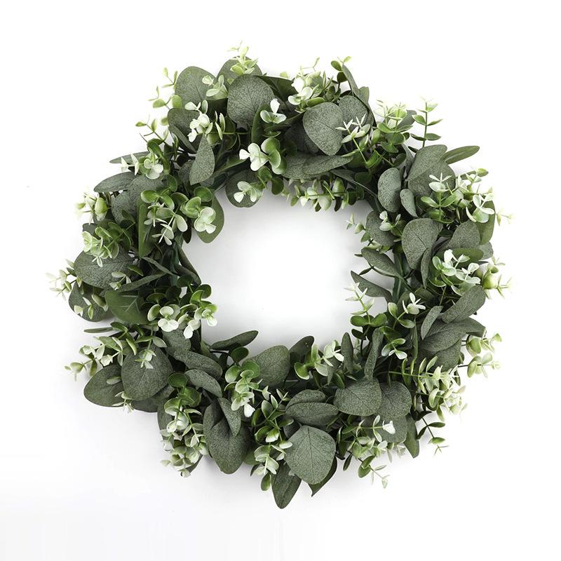 

Имитация эвкалиптовой гирлянды Имитация зеленой травы Кольцо Искусственный цветок Растение Украшение двери Украшение гостиной для дома large wreath