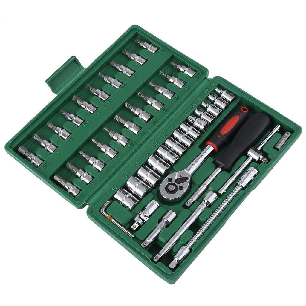 Cricchetto con spinta 46 pz/set Kit chiave dinamometrica a cricchetto Set di chiavi durevoli a bussola da 1/4 di pollice