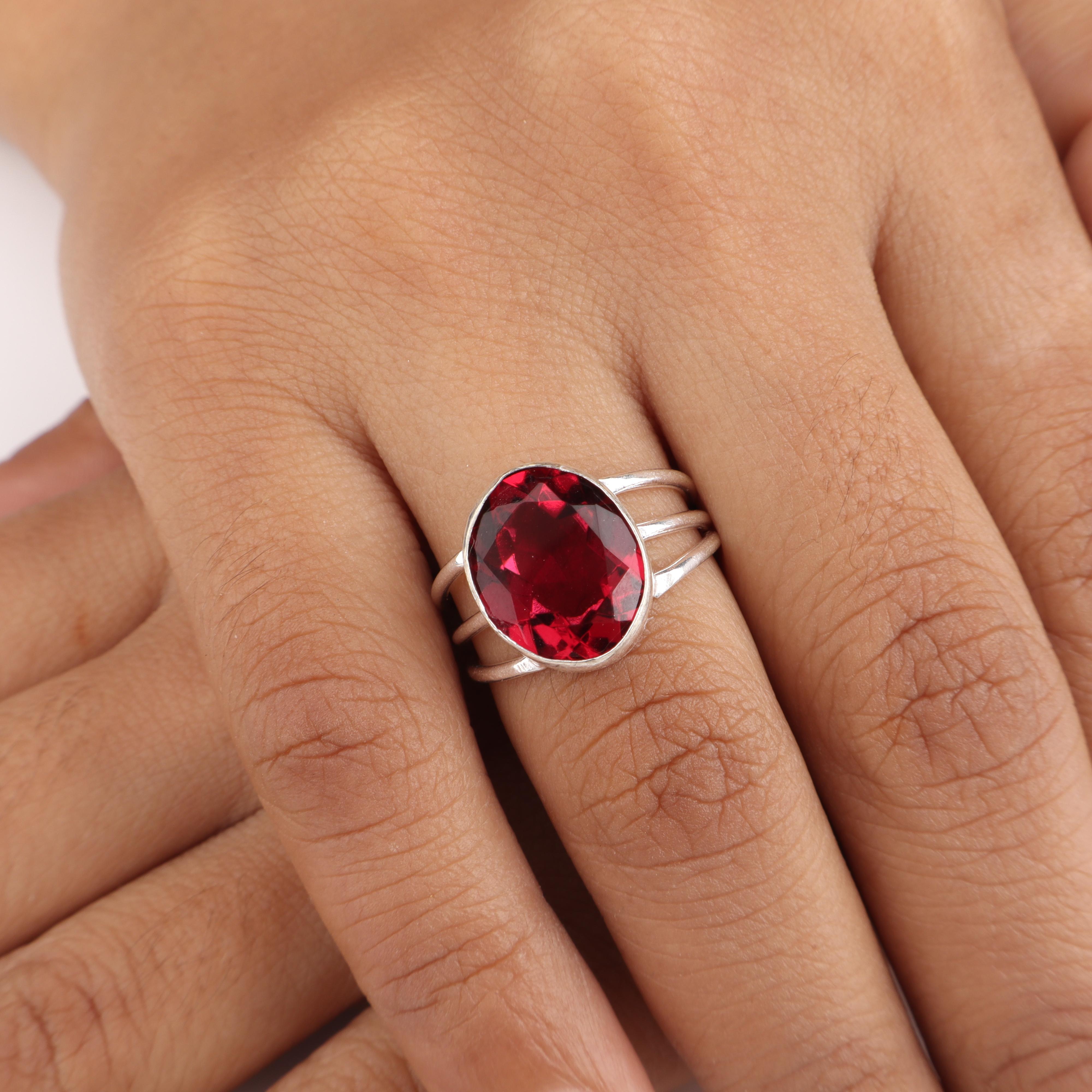 

Pink Rubellite Gemstone Silver Ring, 925 Sterling Silver Handmade Jewelry, Partywear Ring, October Birthstone Gift For Women RR-73-11 13