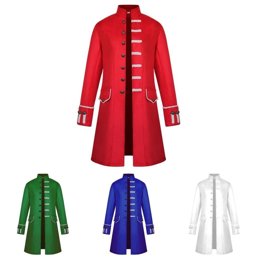Men Renaissance Medieval Steampunk Jacket Gothic Retro Uniform Windbreaker Coat