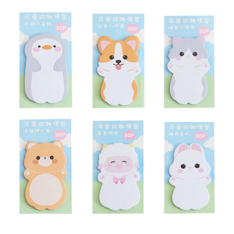6PCS Cute Animal Sticky Notes Set, Rabbit Bear Dog Memo Pad for School Office, Kawaii Stationery Planner Supplies, Adhesive Note