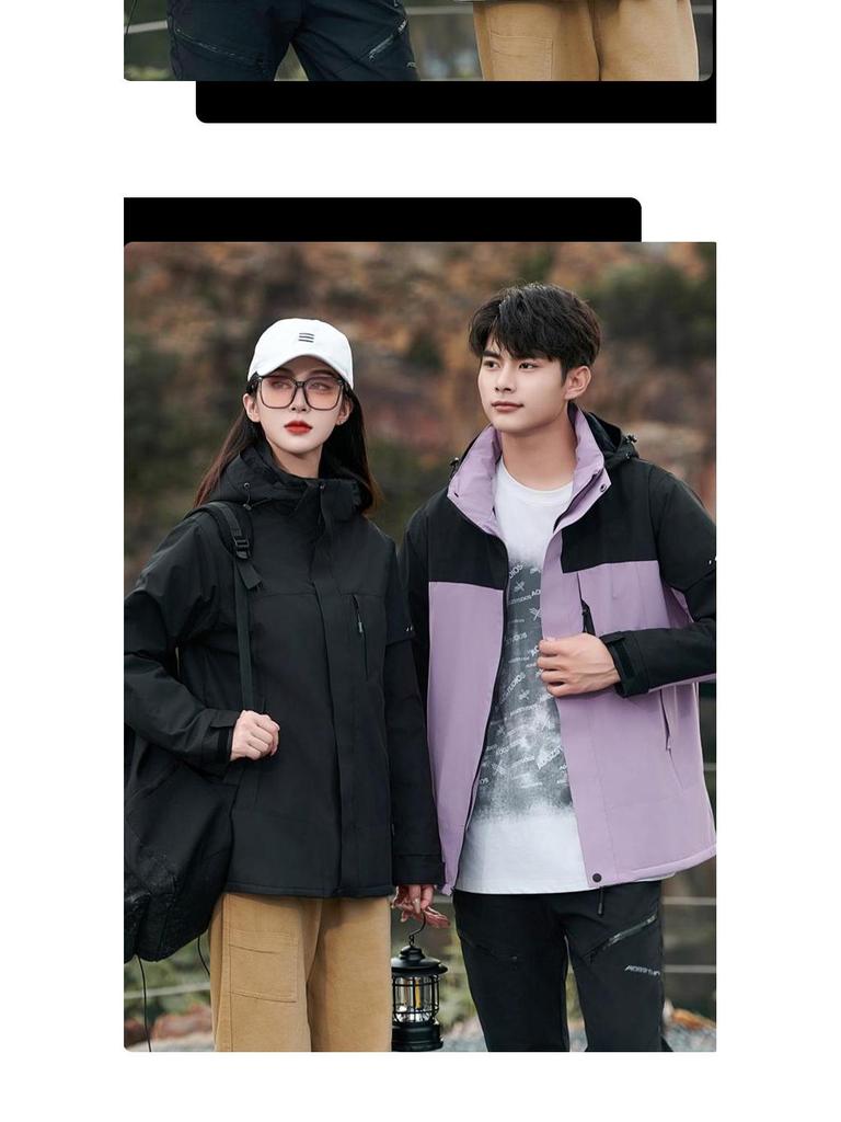 Thickened Fleece-Lined Storm Jacket: Windproof, Warm, Couple Style, Customizable Logo for Outdoor Workwear.