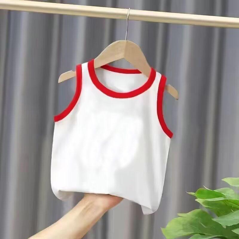 Summer Kids Solid Tank Top Boys Girls Breathable Undershirt Baby Casual Sleeveless Tee 90