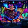2D Flat, 1pc UV Tapestry Suitable for - Glow Under Blacklight UV Light, Fluorescent Wall Hanging with Cheetah & for Man, UV Reactive Suitable for Part