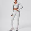 Cross-border Hip Lift Tight Seamless Pants with Shockproof Halter Bra and Skin-friendly Zipper Jacket Sport Yoga Set