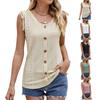 Damen Mode Ausgeschnitten Kordelzug Ärmellos Knopf Camisole