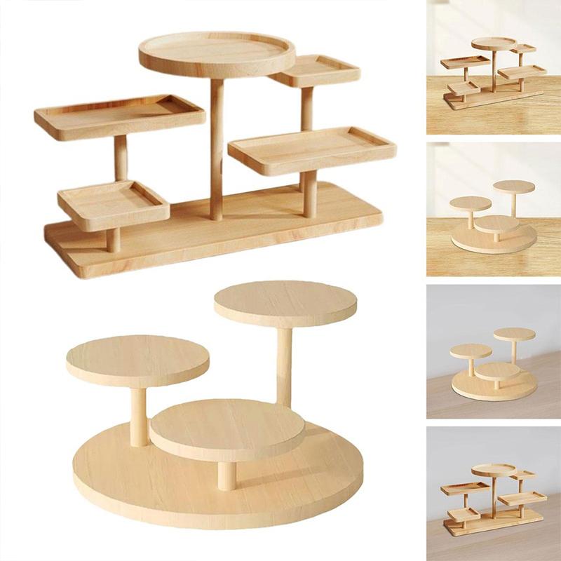 Dekorativní ozdoba na vystavení z masivního dřeva, úložný regál v japonském stylu, víceúrovňový