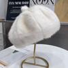 New Faux Mink Fur Berets For Women Vintage Plush Beret Hat French Artist Painter Hat Women‘S Winter Hat Thicken Warm Beanies Hat