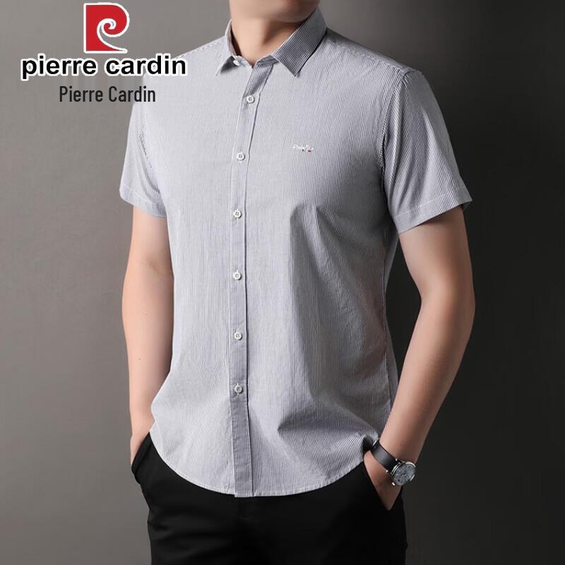 Pierre Cardin Men s 100% Cotton Striped Non-Iron Short-Sleeve Shirt 56