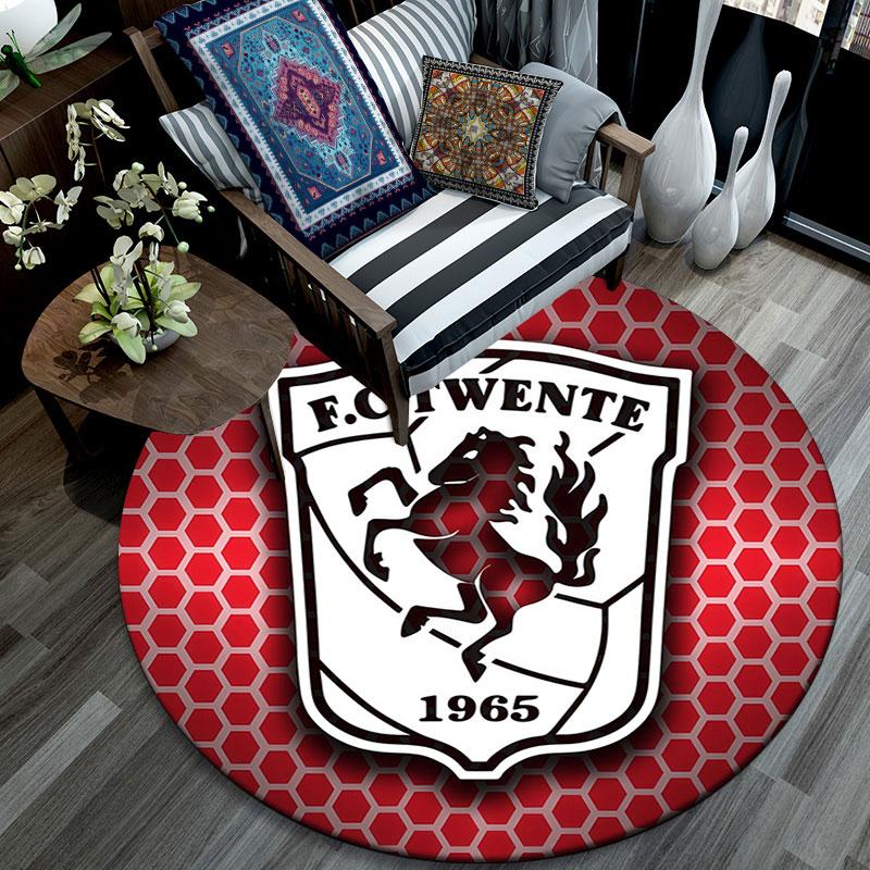 FC Twente Enschede pattern round rug,Carpet Rug for Living Room Bedroom Playroom ,Non-slip Floor Mat,Holiday Gifts and Birthday Gifts.