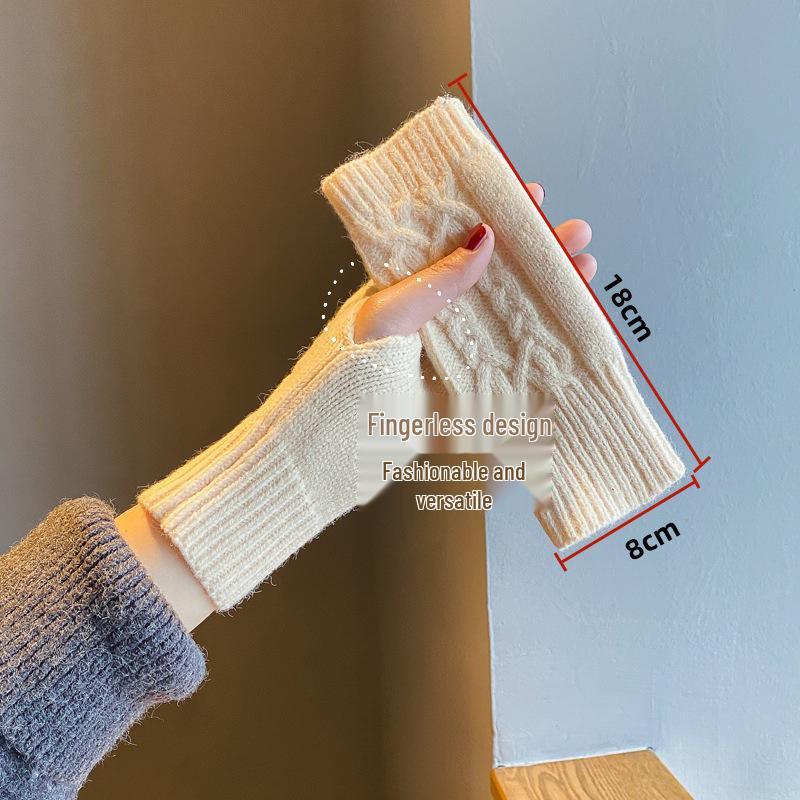 Unisex Half-Finger Cycling Gloves: Cozy, Cold-Resistant Wrist Support for Autumn & Winter, Ideal for Students and Outdoor Activities.