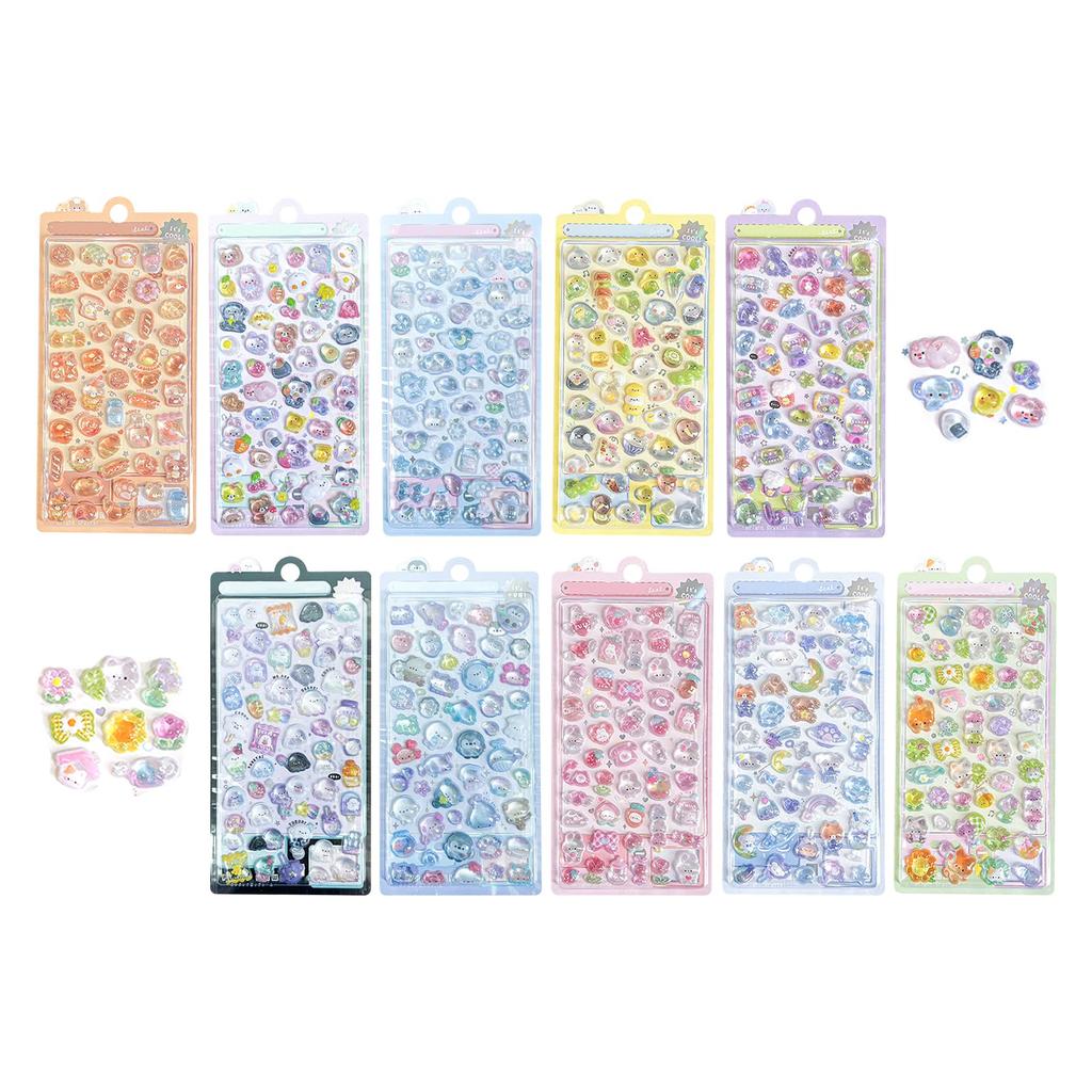 Pokmil 3D Decorative Stickers for Large Smartphone Gift Stickers, Pukupuku, 10-Piece Set, DIY, Sparkly, Cute, Girly, Drop-Shaped, Diaries, Crafts,