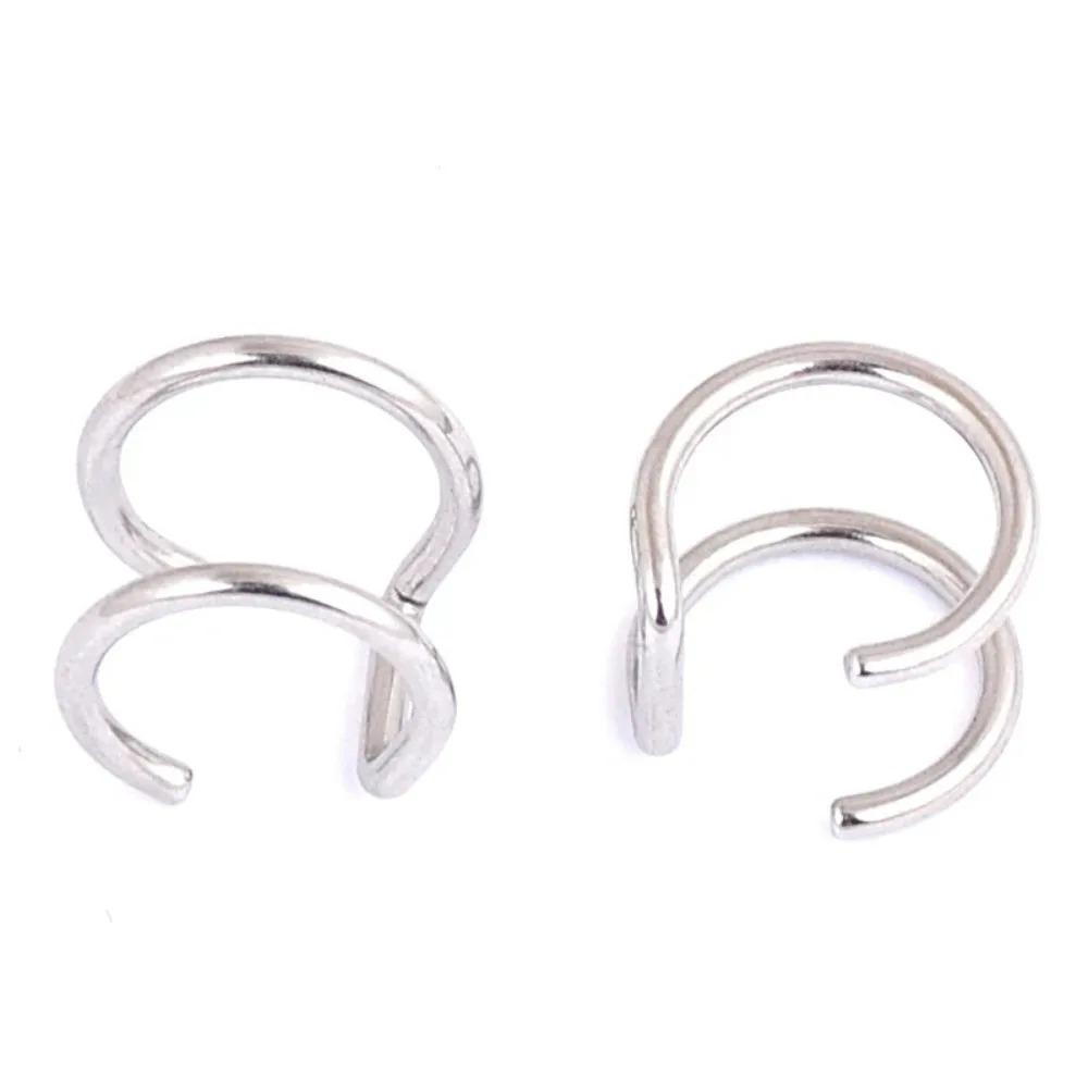 2 PCS New Punk Rock Ear Clip Cuff Wrap Earrings No Piercing-Clip Hollow Out U Pattern Statement Fashion Jewelry Gifts
