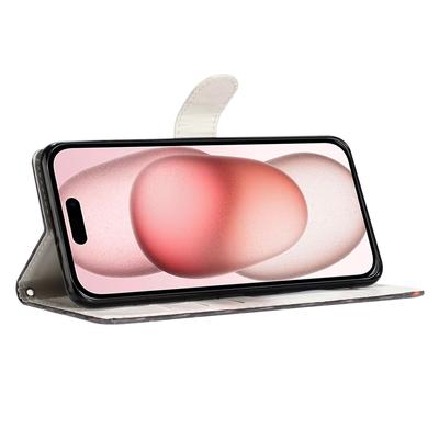 Para iPhone 16 Capa de Couro PU Padrão 3D Impressão Capa de Carteira de Telefone