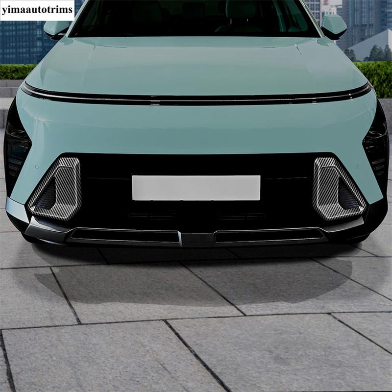Pro Hyundai KONA 2025 2026 ABS Uhlíkové vlákno Přední nárazník Kryt lampy mlhového světla Lišta Mřížka mlhového světla Samolepka Příslušenství Exteriér