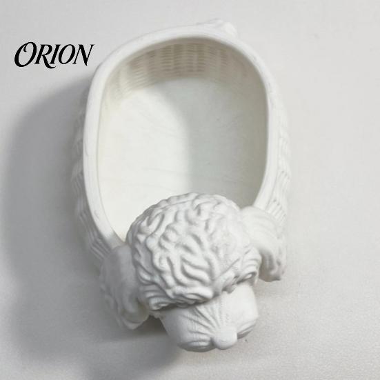 3D Printed Animal Decor Poodle Shaped Storage Organizer, Print Decorative Ornament, Plastic Novelty Desk Decoration White Container for Small Objects