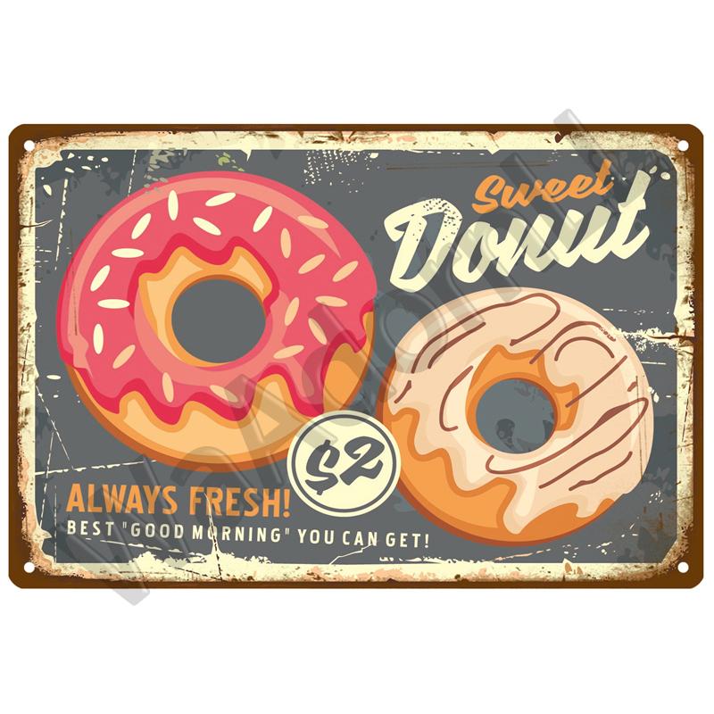Metal Sign Home Decor Fast Food Vintage Tin Sign Plaque Metal Retro Plate Hot Dog Poster Wall Decor For Kitchen Cafe Diner Bar