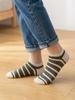 Abilujeu Unisex Cream Yellow Striped Ankle Socks Sm-2