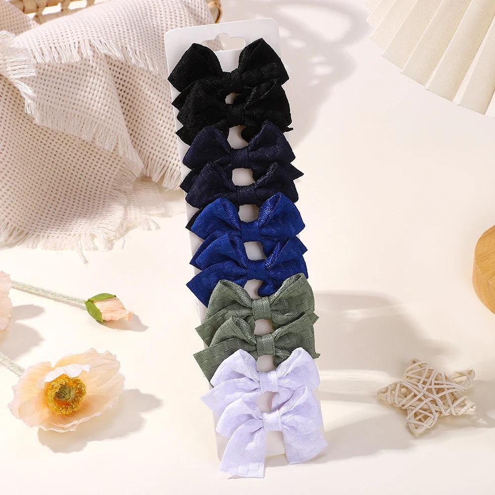 6-10Pcs/set Lattice Hair Bows Hair Clips for Girls Hairpin Handmade Cute Bows Barrettes Headwear Kids Children Hair Accessories