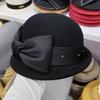 Elegante Herbst- und Wintermütze Damen Britisch Retro Wolle Wollfilz gerippte Schalenmütze modische Französisch Warm Winter Eimerhut Trend