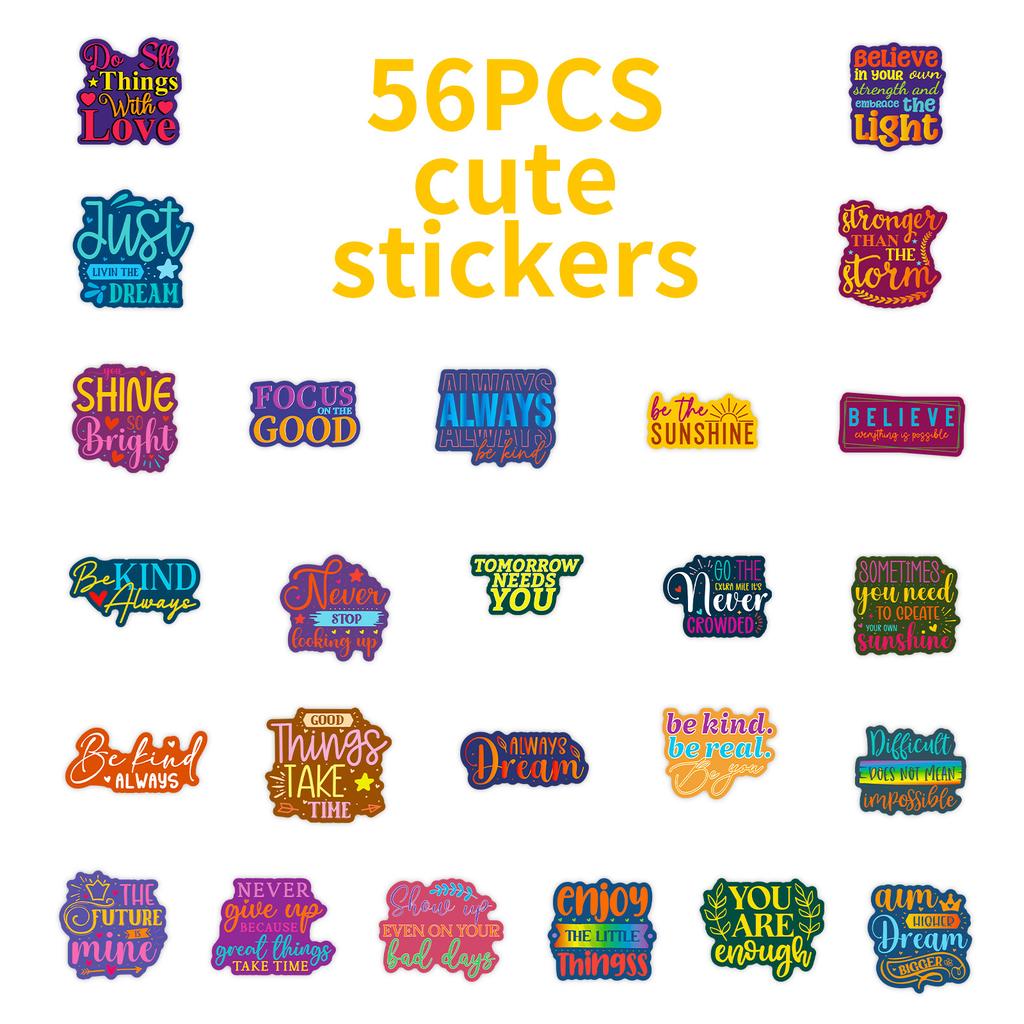 50 Inspirational Text Graffiti Stickers Colored English Hand Account Materials Stationery Decorative Stickers