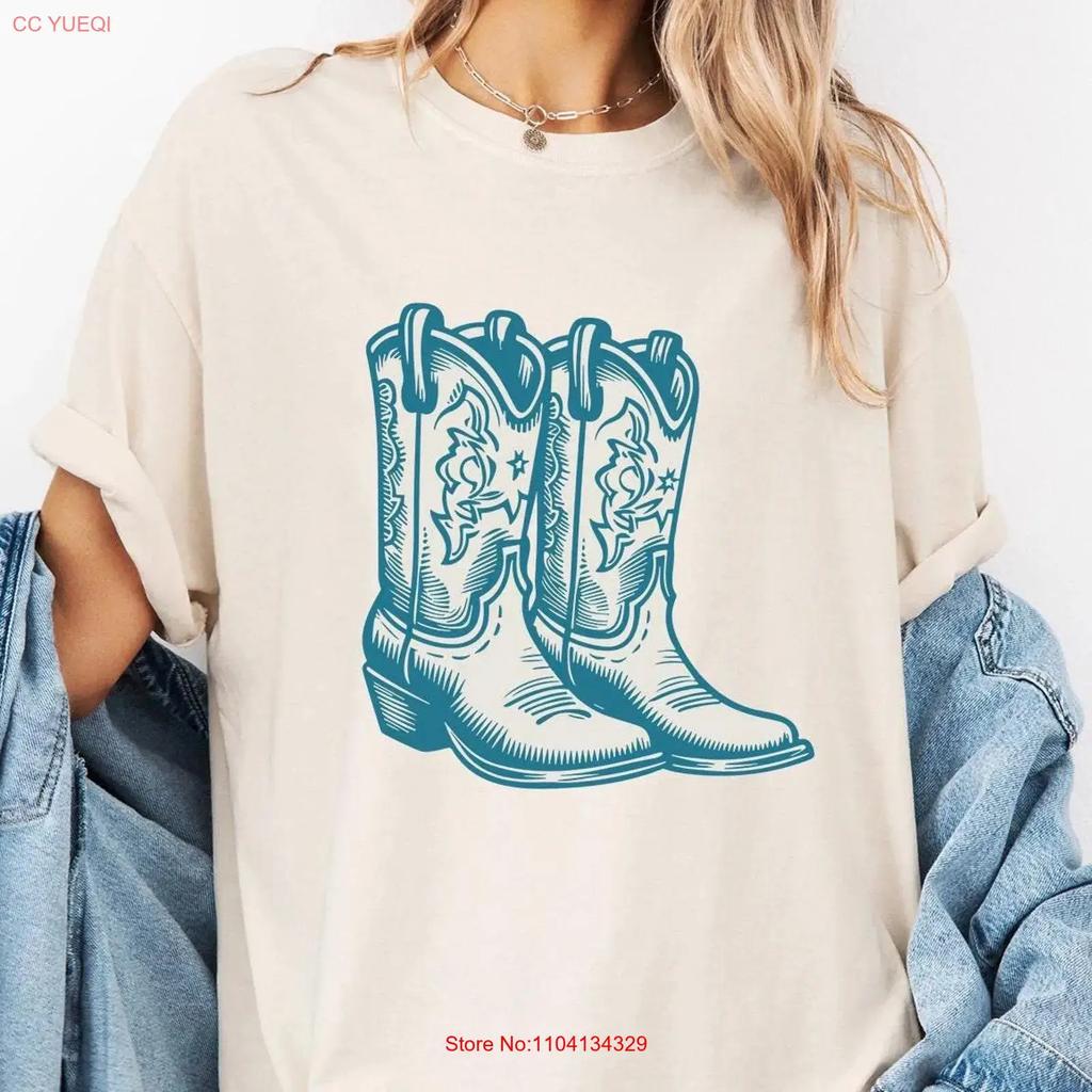 Vintage Western T Shirt Cowboy Boots Unisexs Cowgirl Oversized Vintage Stretched Breathable Graphic Streetwear Unisex