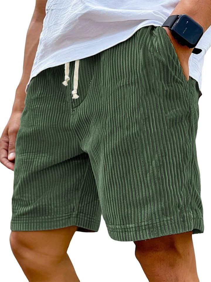 2025 Men's Retro Embroidered Logo Corduroy Drawstring Shorts