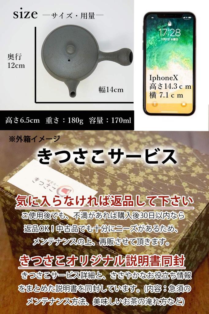 Kitusako Tokoname Ware Sawada's Modern Kyusu (Kitsu Sako Teapot) [Handmade by a Ceramic Artist] 170ml Artist Kyusu, Ceramic Tea Strainer, Black