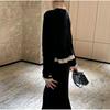 Coco Xi Autumn/Winter Lace Two-Piece Style Slimming Little Black Dress