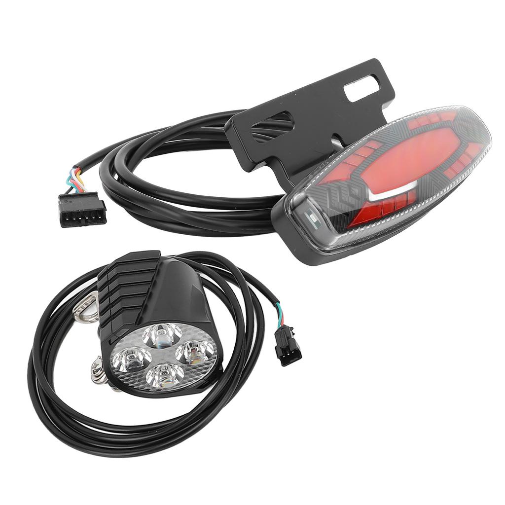 Bike Headlight Taillight Set High Brightness LED Front and Back Lamp Connection Cable Kit for 24V