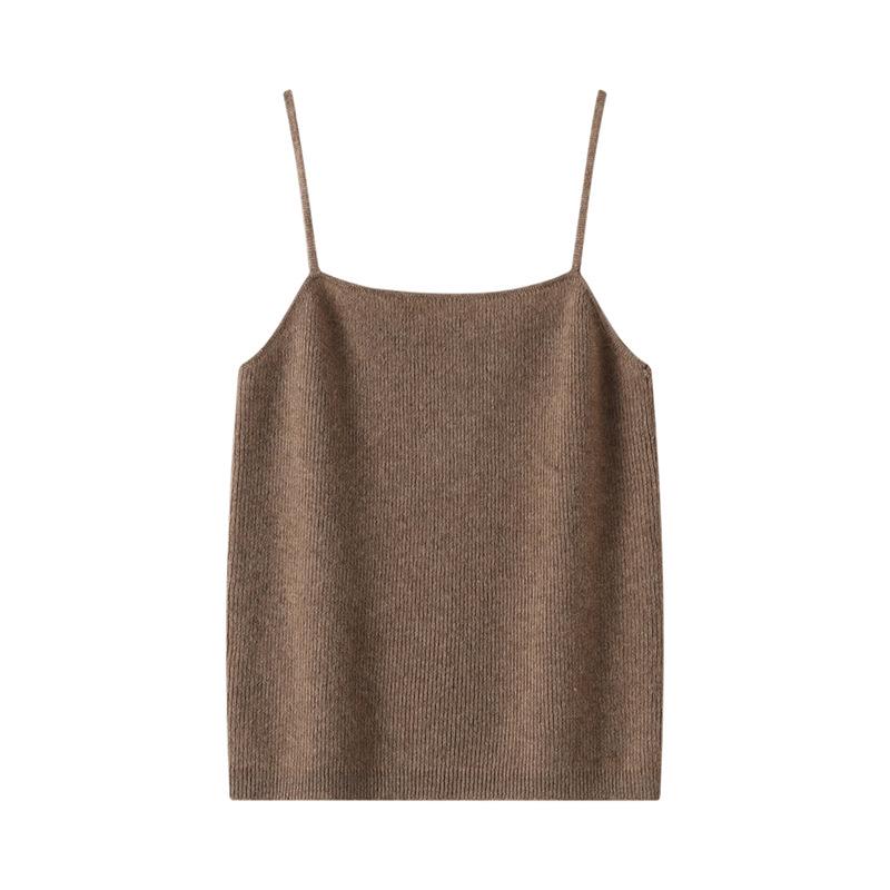 Women's Slim Fit Knit Cross Strap Tank Top - Sleeveless Cashmere Base Layer for Autumn/Winter
