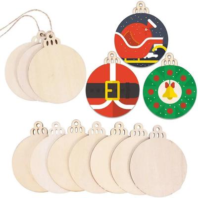 10/20Pcs Christmas Wooden Slices DIY Christmas Tree Hanging Pendants Decoration For Kids DIY Craft  Christmas Ornaments