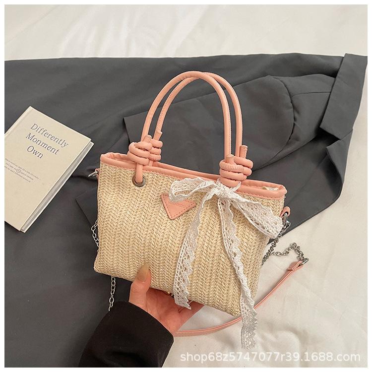 Foreign straw bag women's new high-end texture woven large capacity commuter shopping bag tote beach bag