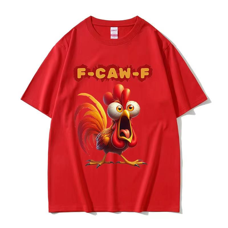 F Caw F Chicken Vtipné kohoutí meme Tričko Pánské Dámské Vintage Vysoce kvalitní Trička z čisté bavlny Letní Ležérní Nadměrné tričko