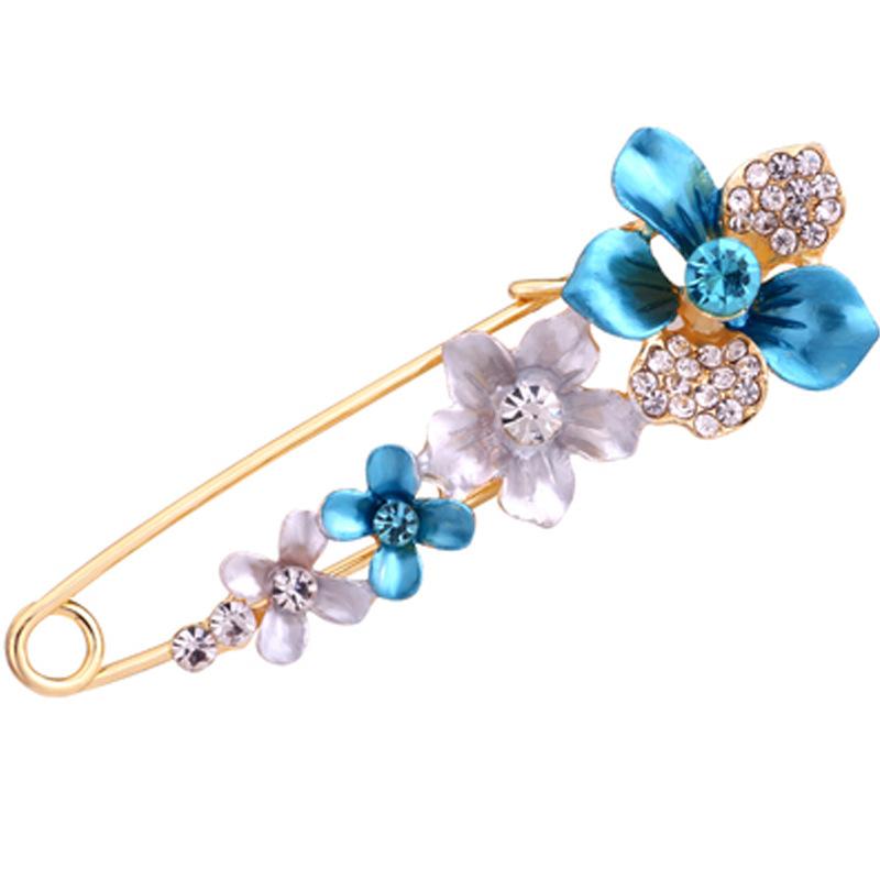 

1 шт. Большая брошь в богемном стиле, блестящая брошь, булавка для пальто, защита от оголения, пряжка для шелкового шарфа, пряжка для шали, булавка, универсальная корсажная брошь Bauhinia синий