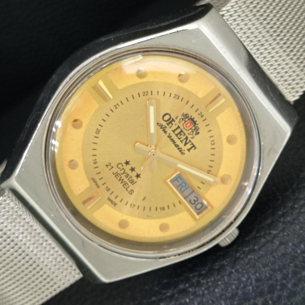 

ЯПОНСКИЕ ВИНТАЖНЫЕ АВТОМАТИЧЕСКИЕ МУЖСКИЕ ЧАСЫ ORIENT CRYSTAL ЗОЛОТИСТОГО ЦВЕТА a707768-1