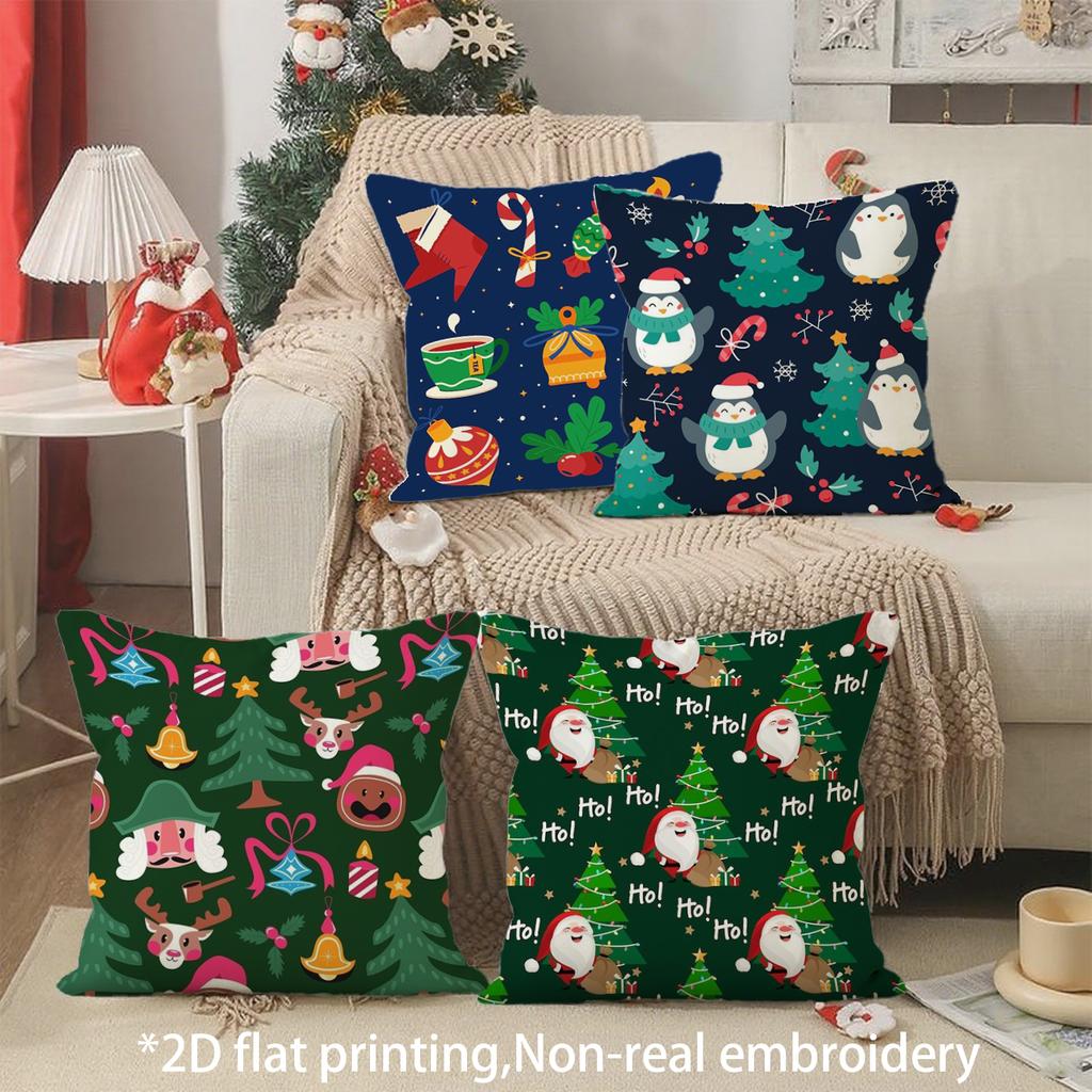 Christmas Cute Throw Pillow Covers Pattern Cushion Cover Suitable for Sofa Bedroom Car Pillow Cover