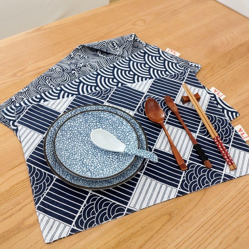 Waterproof Cotton And Linen Table Mat, Pattern Place Mat, Household Plate Mat, Water Coaster, Waterproof And Non-slip, Foldable.